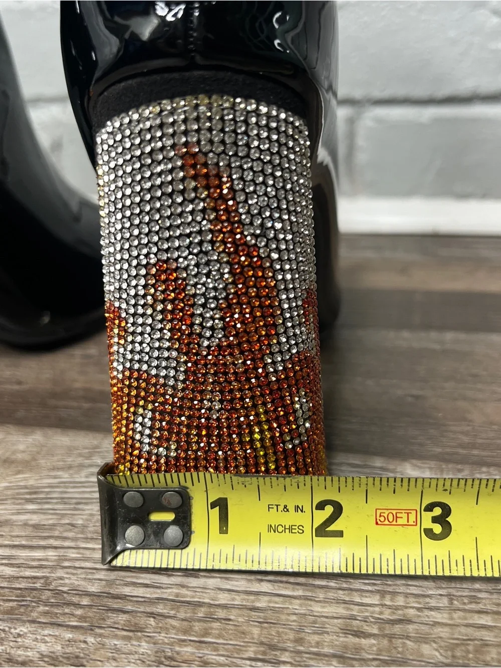 NEW! Dolls Kills Patent Women's Ankle Boots with Flame Crystal Heel Size 8.5